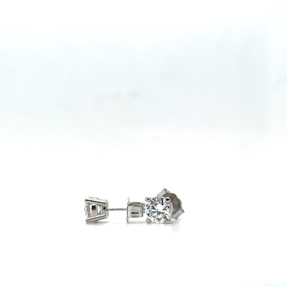 14k White Gold 1.25ct total 5.5mm each Round DEF Pure Light Moissanite Earrings - Picture 9 of 9